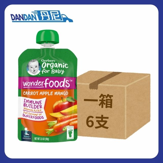 【1箱6包】Gerber嘉寶 - 紅蘿蔔蘋果芒果果泥(99g)｜798