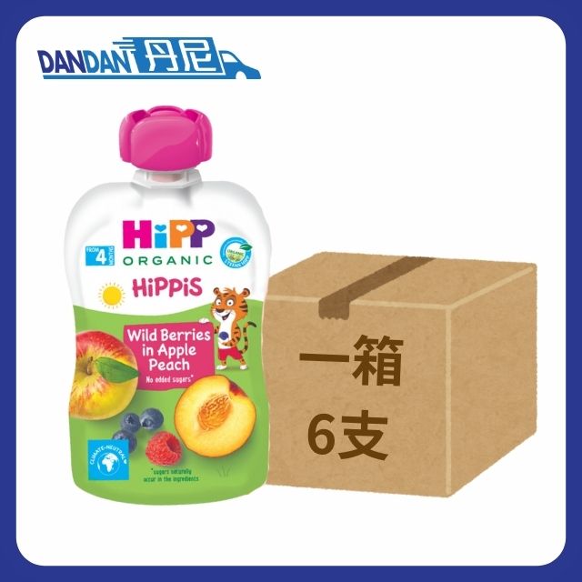 1箱6支裝｜HiPP 喜寶｜有機野莓蘋果蜜桃果蓉唧唧裝｜100G｜841